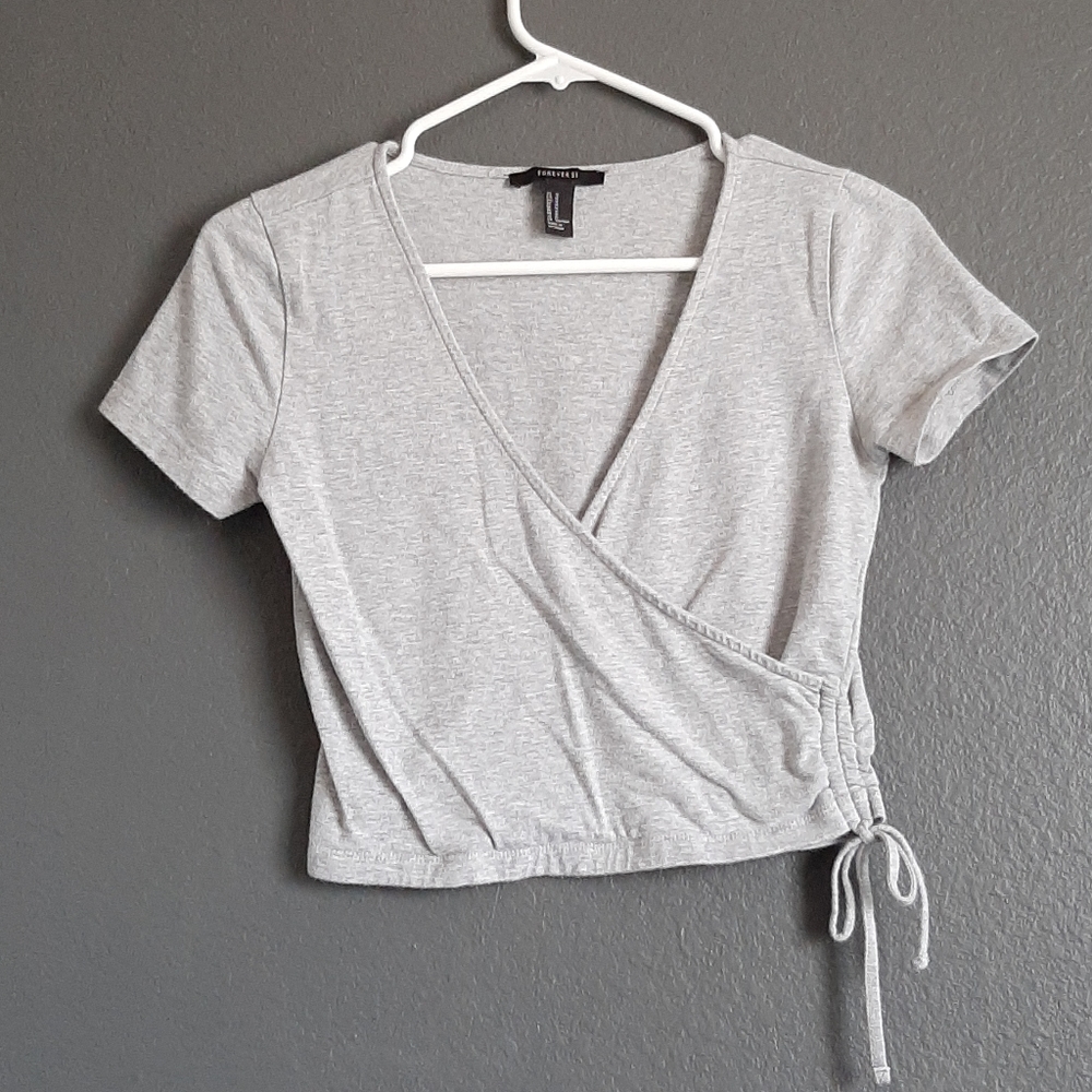 Light grey wrap top